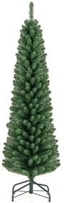 Árvore de Natal Artificial 150 CM forma Lápis com 295 pontas de ramos Base de fio de memória Base de metal Decoração de árvore fina Verde