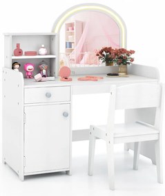 Mesa de estudo infantil de madeira com gaveta e prateleira de armazenamento - cinza