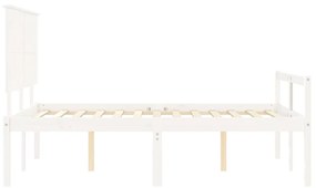 Estrutura de cama com cabeceira 140x190cm madeira maciça branco