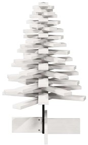 Árvore Natal decorativa 80 cm madeira de pinho maciça branco