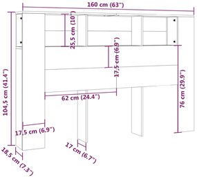 Armário de cabeceira 160x18,5x104,5 cm branco brilhante