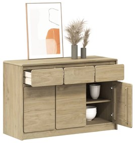 vidaXL Aparador SAUDA 114x43x75,5 cm pinho maciço cor carvalho