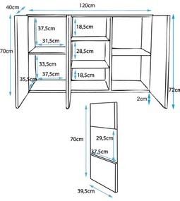 Aparador Clash de 120cm com Luzes LED - Carvalho/Branco - Design Moder