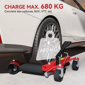 Conjunto de 2 Carrinhos de Movimentação de Veículos, 56 x 54 x 19,5 cm, Capacidade de 680 kg, Preto