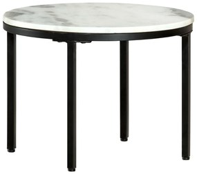 vidaXL Mesa de centro Ø50 cm mármore genuína maciça branco e preto