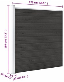 Painel de vedação para jardim 175x186 cm WPC cinzento
