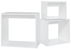 Mesas de encastrar 3 pcs contraplacado branco