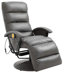 vidaXL Cadeira de massagens reclinável em couro artificial cinzento