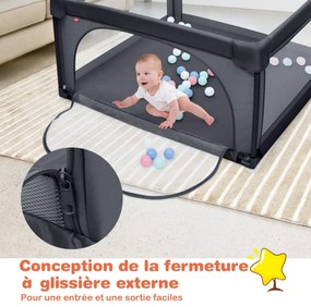 Centro de atividades para cercadinho de bebê com 50 bolas e porta de zíper de malha respirável - azul