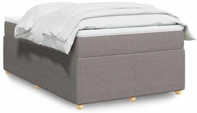 vidaXL Cama boxspring c/ colchão 120x190cm tecido castanho-acinzentado