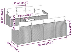 Conjunto de Sofá de Jardim de 7 Peças com Almofadas em Rattan Sintétic