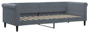 Sofá-cama c/ gavetão e colchões 80x200cm veludo cinzento-escuro