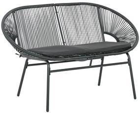 Sofá Acapulco de 2 Lugares com Apoios de Braço Almofada e Estrutura de Aço para Jardim Terraço Pátio 132x72x83 cm Preto