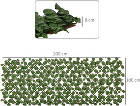 Conjunto de 2 sebes artificiais 2 x 1 m em treliça extensível - Proteção visual com folhagem realista, Verde