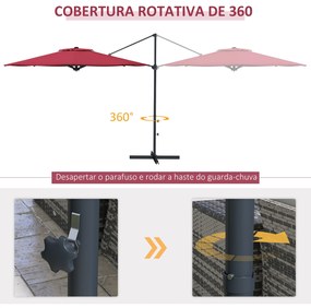 Chapéu de Sol Excêntrico Ø294x242 cm Chapéu de Sol de Jardim com Altur