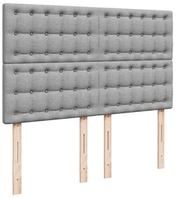 Cama com molas/colchão 160x200 cm tecido cinzento-claro