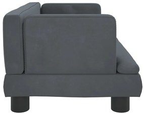 Sofá infantil 60x40x30 cm veludo cinzento-escuro