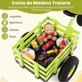 Triciclo Infantil Evolutivo, 117 x 55 x 68 cm, Assento e Guiador Ajustáveis, Verde