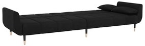 Sofá-cama 2 lugares com duas almofadas veludo preto