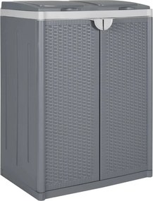 vidaXL Caixote do lixo com 2 portas 65x45x88 cm PP cinzento