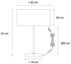 Candeeiro de Mesa Latão com Abajur em Veludo Castanho 35cm - Kaso Clássico / Antigo,Moderno