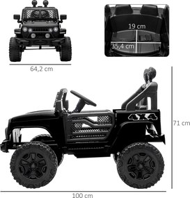 Carro elétrico infantil de 12 V com comando à distância, preto