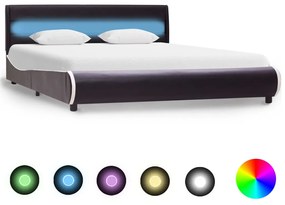285024 vidaXL Estrutura de cama com LED 160x200 cm couro artificial preto