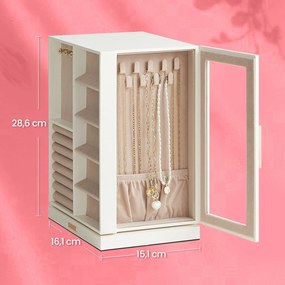 Caixa para joias, giratória a 360° 16 x 22,2 x 28,5 cm Branco