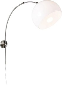 Candeeiro de Arco de Parede Inteligente Aço com Abajur Branco incl. WiFi G125 - Bow