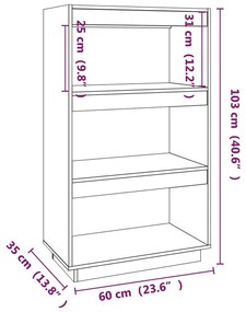 Estante Lila - Cor Castanho Mel - 60 x 35 x 103 cm - Em Madeira de Pin