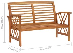 Banco de jardim 119 cm madeira de acácia maciça