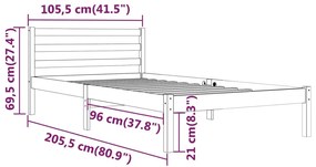 Estrutura de cama 100x200 cm pinho maciço branco