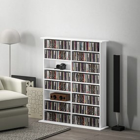 Organizador para CD e DVD com 16 compartimentos e 12 prateleiras ajustáveis 106,5 L x 24 P x 126,3 A cm, capacidade máxima de 720 CD/396 DVD e Blu-ray
