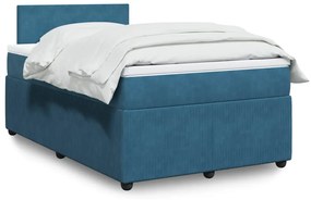 Cama boxspring com colchão 120x200 cm veludo azul