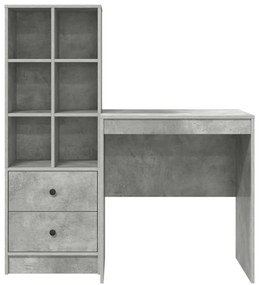 Mesa com Armazenamento Cinza Concreto Madeira Derivada