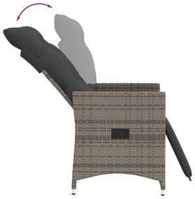 3 pcs conjunto bistrô com almofadões vime PE cinza
