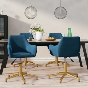 vidaXL Cadeiras de jantar giratórias 4 pcs veludo azul