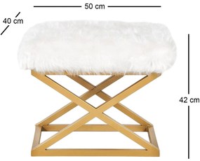 Pouffe Capraz – Gold White – 50 cm x 42 cm x 40 cm