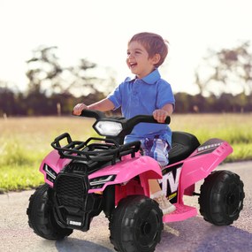 Moto 4 elétrica 6V para crianças com 4 rodas resistentes ao desgaste Buzina de LED Luz suave Guiador 44 x 66 x 42 cm Rosa