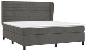 Cama com molas/colchão 160x200 cm veludo cinzento-escuro