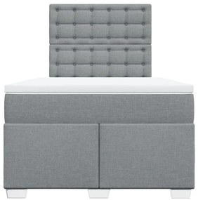 Cama com molas/colchão 120x200 cm tecido cinza-claro