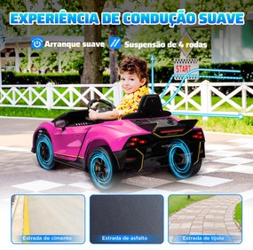 Carro Elétrico para Crianças Lamborghini 12V Controlo Remoto Faróis Buzina Arranque Lento e Música MP3 114,5x64x45,5 cm Rosa