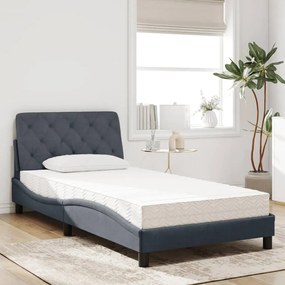 Cama com colchão 100x200 cm veludo cinzento-escuro