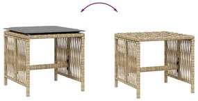 Bancos jardim almofadões 4 pcs 41x41x36 cm vime PE mistura bege