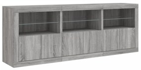 Aparador com luzes LED 181,5x37x67 cm cinzento sonoma