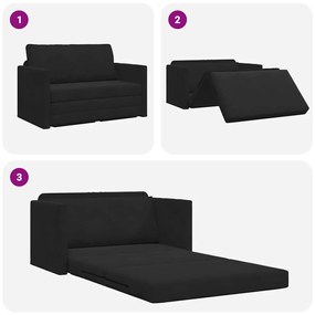 Sofá Cama 2-em-1 Preto 124x204x61 cm Veludo