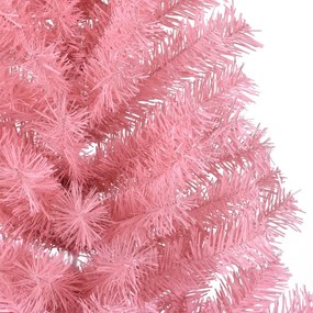 Meia árvore de Natal artificial com suporte 150 cm PVC rosa