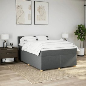 Cama com molas/colchão 160x200 cm tecido cinzento-escuro