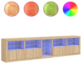 Aparador com luzes LED 283x37x67 cm carvalho sonoma