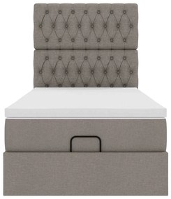 Cama otomana com colchão 100x200 cm tecido cinza